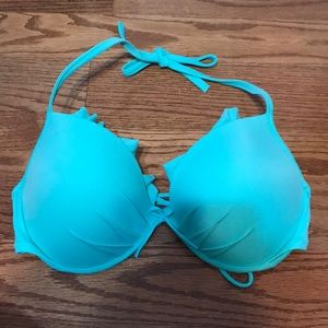 Teal ruffle bikini top